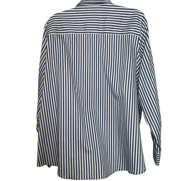 Foxcroft NYC 16W Non-Iron Stretch Striped Button Down Blouse - Picture 6 of 6